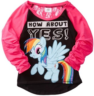 Freeze My Little Pony "Yes" Rainbow Dash Baseball Raglan Tee (Little Girls)