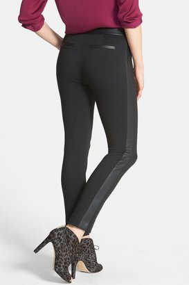 Halogen Faux Leather Trim Skinny Ankle Pants