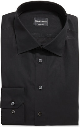 Giorgio Armani Solid Poplin Dress Shirt, Black