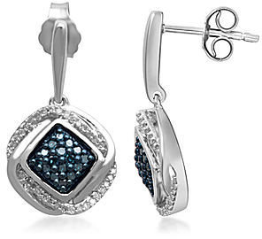 JCPenney FINE JEWELRY 1/3 CT. T.W. White & Color-Enhanced Blue Diamond Drop Earrings
