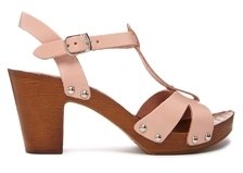 ASOS HOLLAND Leather T-Bar Heeled Sandals - Pink