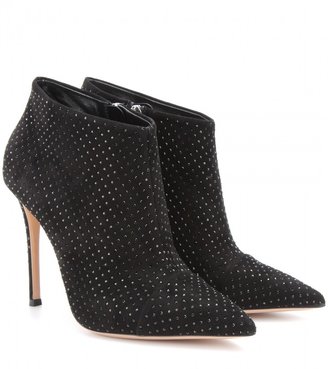 Gianvito Rossi Crystal-embellished suede ankle boots