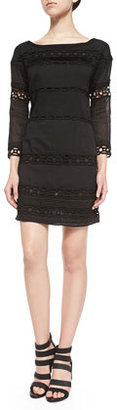 Pam & Gela 3/4-Sleeve Dress W/ Netted Lace Bands