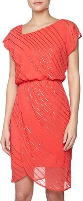 Vince Camuto Scalloped-Front Sequin Embellished Dress, Hibiscus