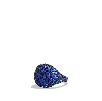 David Yurman Pavé Pinky Ring with Sapphires in White Gold
