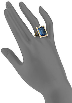 Ippolita Gelato London Blue Topaz, Diamond & 18K Yellow Gold Medium Baguette Ring