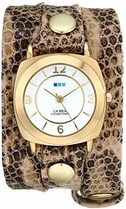 La Mer Women's LMODY3005 Odyssey Stainless Steel Watch with Snakeskin Leather Wrap Band