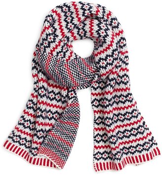 Brooks Brothers Navy White and Red Cashmere Knit Scarf