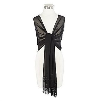 Collection XIIX Beaded-Trim Wrap with Fringe