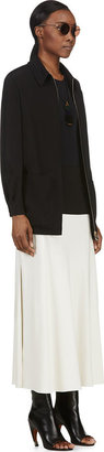 Cédric Charlier Ivory & Black Side Slit Skirt