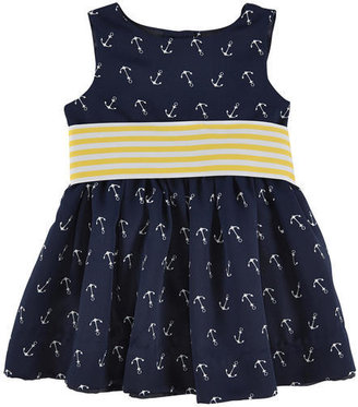 Ralph Lauren Sleeveless twill dress, striped belt and knickers - Navy blue