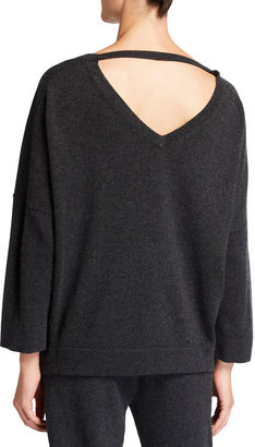 Tse For Neiman Marcus Recycled Cashmere Pique Stitch V-Neck Tunic