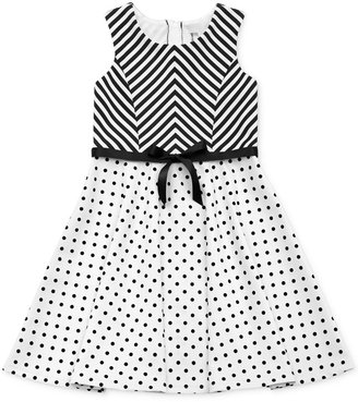 Rare Editions Girls' Striped Polka Dot Dress