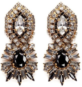 x Erickson Beamon Crystal and jet black stone pendant earrings