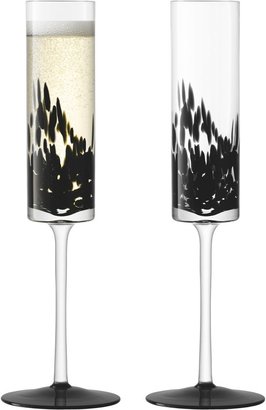 LSA International Devoré Champagne Flute 150ml Black x 2