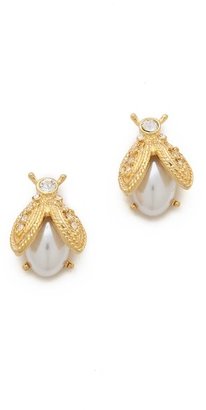 Kenneth Jay Lane Imitation Pearl Bee Earrings