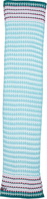 Missoni Striped Crochet Knit Scarf, Light Blue
