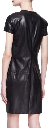 Ralph Lauren Black Label Conroy Short-Sleeve Leather Dress