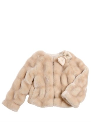 Miss Blumarine Faux Fur Jacket With Bow Detail