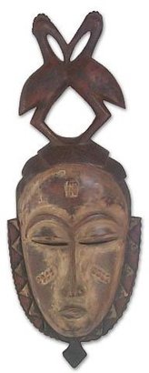 Novica Ivoirian wood mask, 'Togetherness' - Handcrafted Ivory Coast Wood Mask