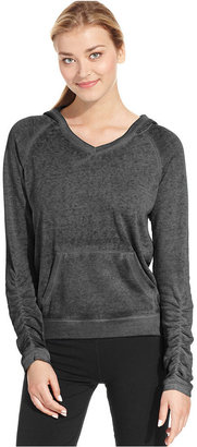 Calvin Klein Performance Ruched-Sleeve Hooded Pullover