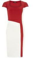 Dorothy Perkins Womens Feverfish Red Cream Contrast Dress- Red