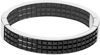 DKNY Stainless Steel and Black Glass Stone Bangle