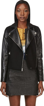Marc by Marc Jacobs Black Leather & Wool Karlie Jacket