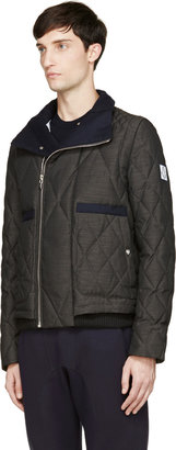 Moncler Gamme Bleu Grey Coated Quilted Down Jacket