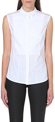 Karen Millen Mesh-panelled sleeveless shirt