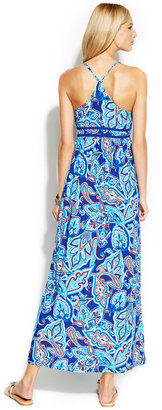 INC International Concepts Embellished Sleeveless Printed Maxi Dress