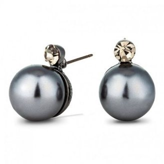 Betty Jackson Designer grey crystal pearl stud earring