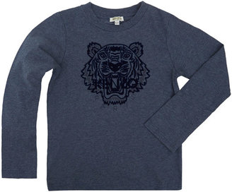 Kenzo Kids Age 6 to 12 Blue Tiger Print Cotton Sweatshirt