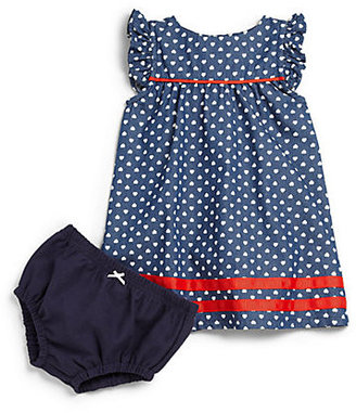 Hartstrings Infant's Two-Piece Heart-Print Denim Dress & Bloomer Set