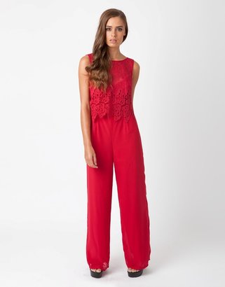 Lipsy Dolly And Delicious Lace Overlay Jumpsuit