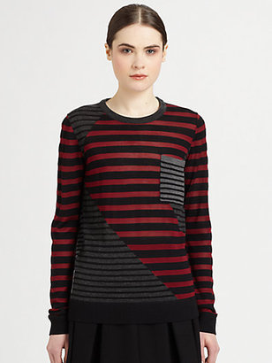 Proenza Schouler Silk & Wool Contrast-Paneled Striped Sweater