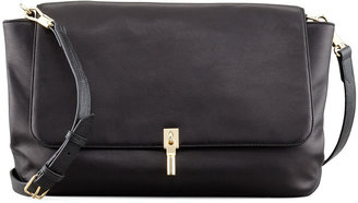 Elizabeth and James Lizard-Embossed Leather Messenger Bag, Black