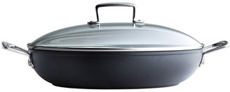 Le Creuset Forged Hard-Anodized Nonstick Stainless Steel Shallow Braiser with Glass Lid