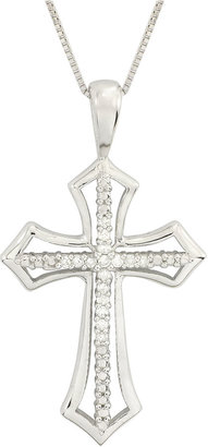 JCPenney FINE JEWELRY 1/10 CT. T.W. Diamond 10K White Gold Cross Pendant Necklace