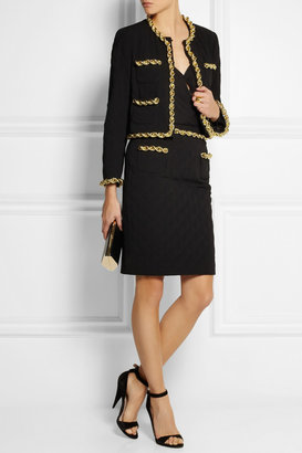 Moschino Chain-trimmed quilted crepe jacket