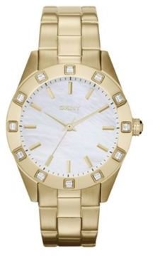 DKNY Ladies gold crystal bezel bracelet watch