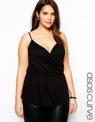 ASOS Curve CURVE Cami Top With Wrap Front - Black