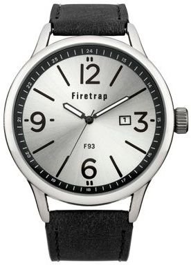 Firetrap Men's black strap watch with silver dial
