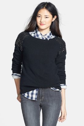 Halogen Embellished Shoulder Cashmere Sweater
