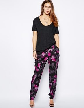 Vila Abstract Print Trousers - Burnished lilac prin