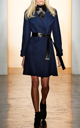 Peter Som Wool Twill Coating Peacoat With Belt
