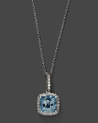 Bloomingdale's Diamond And Aquamarine Pendant In 14K White Gold, 18