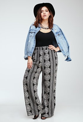 Forever 21 FOREVER 21+ Plus Size Medallion Print Palazzo Pants