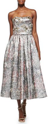 Notte by Marchesa 3135 Notte by Marchesa Strapless Metallic Floral Cocktail Dress