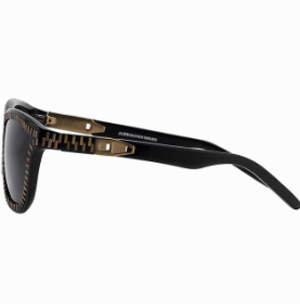 linda farrow x alexander wang Alexander Wang Zipper Frame Sunglasses in Black & Brass